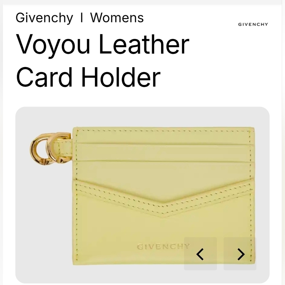 Givenchy Light Yellow Leather Card Holder. #122